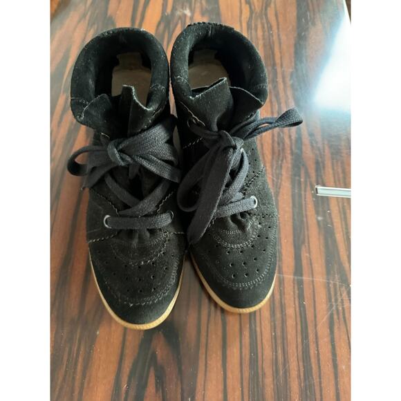 Isabel Marant Black Suede Wedge Lace Up Wedge Sneakers SZ 9 - Picture 1 of 6